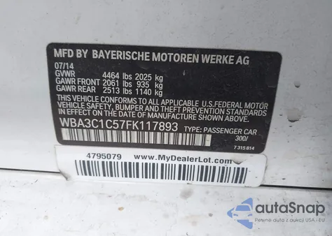 2015 BMW 328I из США, поврежденный, VIN WBA3C1C57FK117893